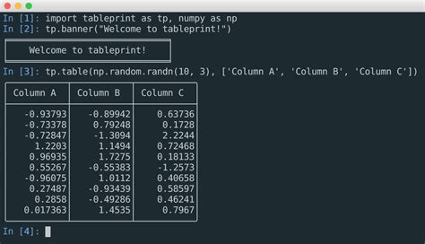 how to display data in table format in python