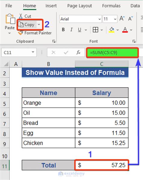 how to display formula in excel cells instead of value