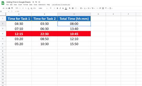 how to display time in google sheets