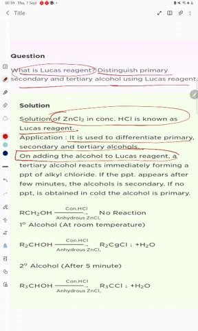 how to distinguish between primary secondary and tertiary alcohol using lucas reagent