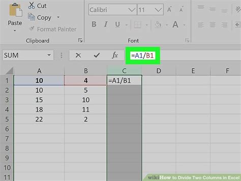 how to divide a column in excel shortcut