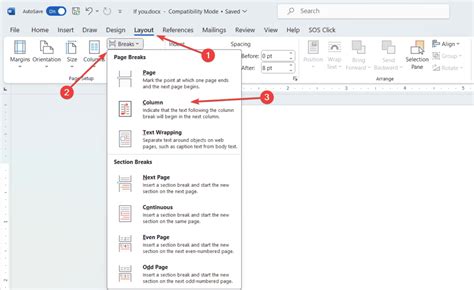 how to divide page horizontally in word