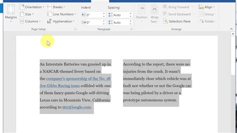 how to divide text in word