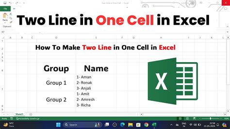 how to do 2 lines in one excel cell mac