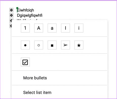 how to do a bullet point on google docs