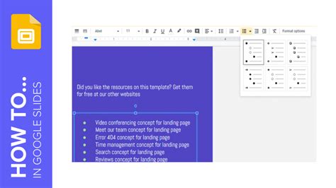 how to do a bulleted list on google slides