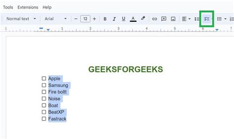 how to do a checkbox in google docs