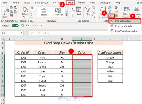 How To Do A Color Drop Down In Excel