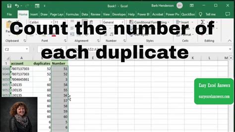 how to do a count in excel with duplicates