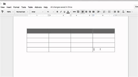 how to do a data table on google docs