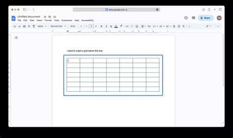 how to do a grid on google docs