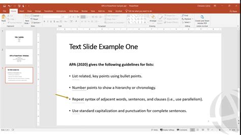 how to do a powerpoint presentation apa format