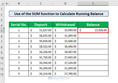 how to do a running balance in excel