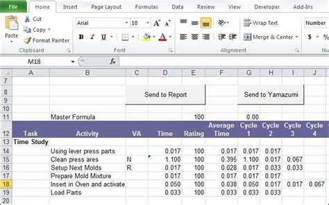 how to do a time study in excel