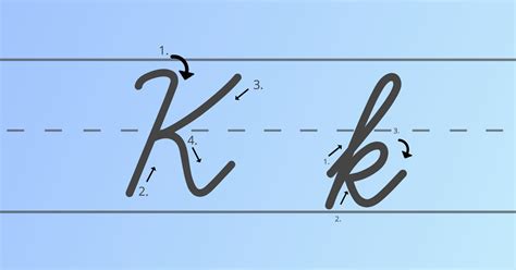 how to do a uppercase k in cursive
