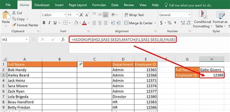 how to do a vlookup match in excel