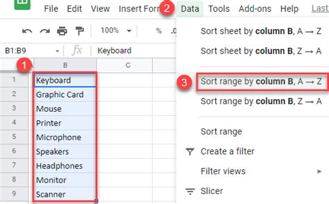 how to do alphabetical order in google sheets