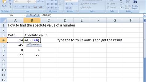 Microsoft Excel Absolute Value Function ABS With Examples YouTube