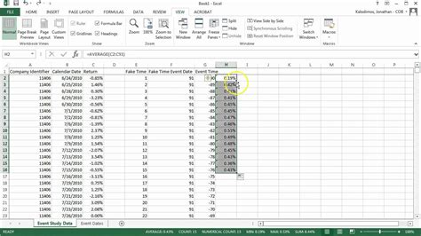 how to do an event study in excel