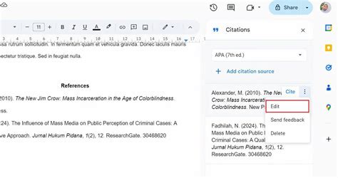 how to do apa in text citations in google docs