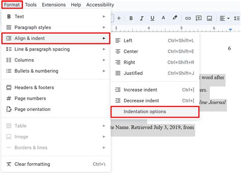 how to do apa indentation on google docs
