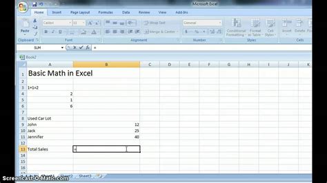 how to do basic math in excel