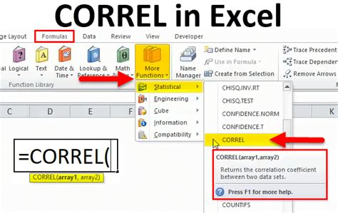 how to do correl in excel