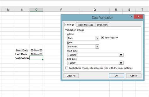 how to do date data validation in excel
