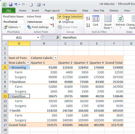 how to do grouping in excel pivot table