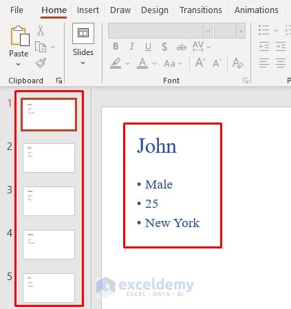how to do mail merge from excel to powerpoint