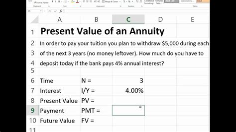 how to do pv of annuity in excel