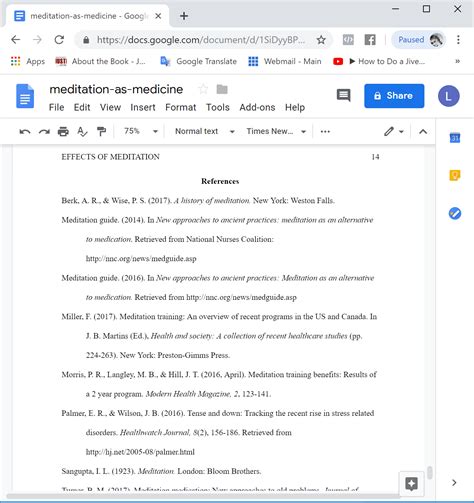 how to do reference list in google docs