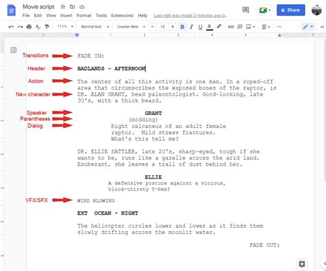 how to do screenplay format in google docs