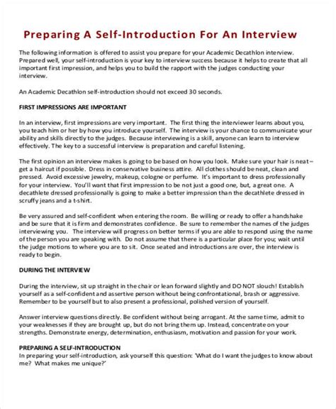 how to do self introduction in interview sample
