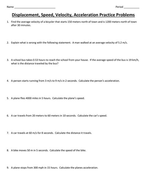 how to do speed velocity and acceleration problems