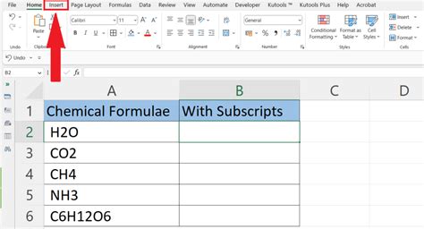 how to do subscript in excel chart title