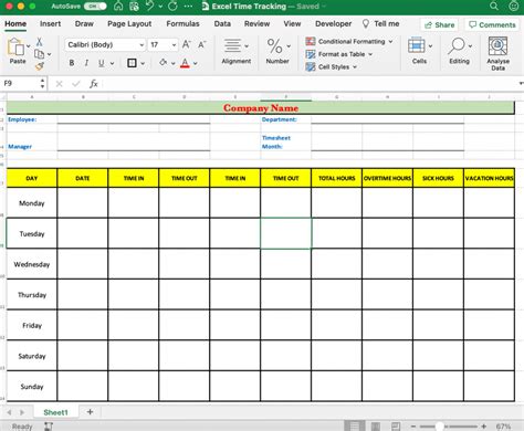 how to do time tracking in excel