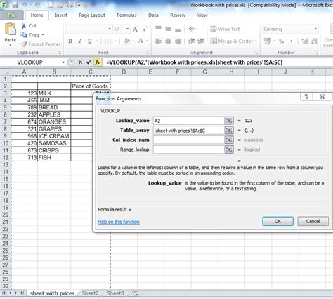 A step by step tutorial on a vlookup between two workbooks