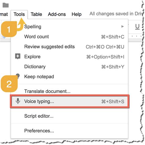 how to do voice typing on google slides