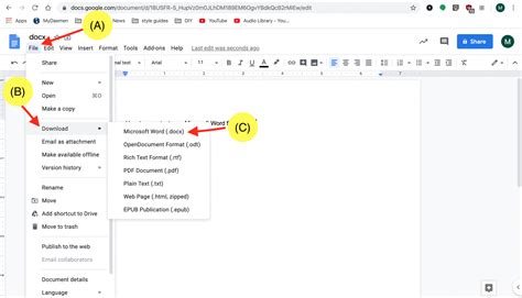 how to download a google docs file into microsoft word