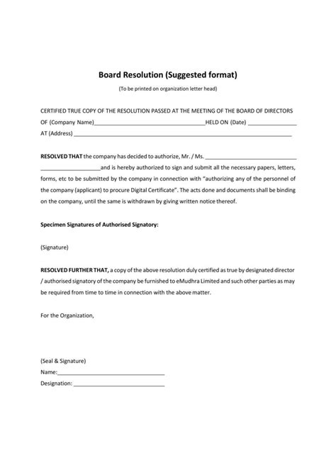 how to draft a board resolution
