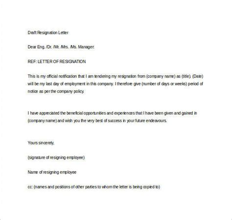 how to draft a resignation letter template
