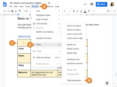 how to drag table in google docs