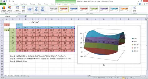 how to draw 3d surface plot in excel