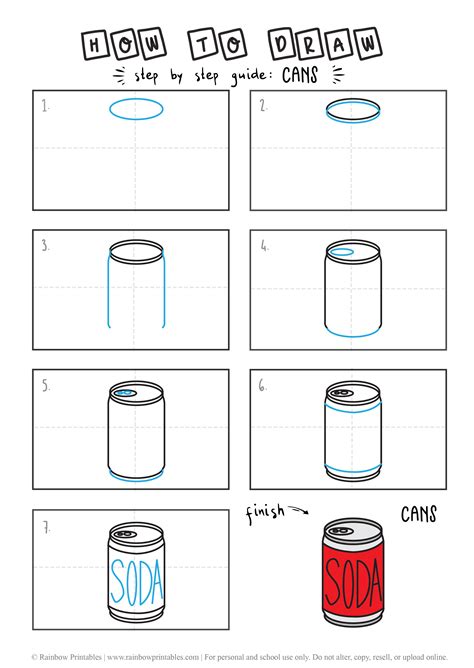 how to draw a can step by step