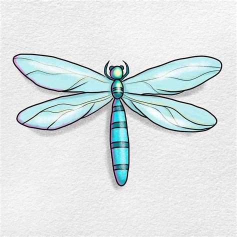 How to draw a dragonfly