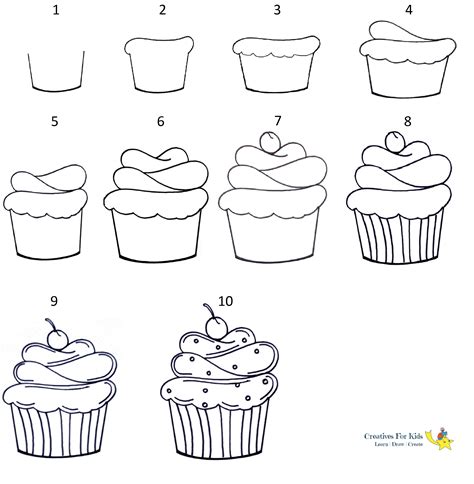 HOW TO DRAW A CUPCAKE STEP BY STEP EASY DRAWING CUPCAKE