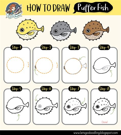 how to draw a cute puffer fish