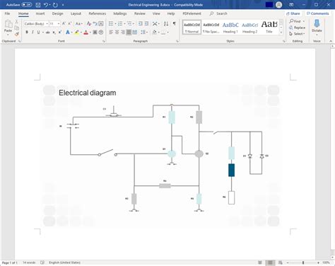 how to draw a electrical circuit diagram in word