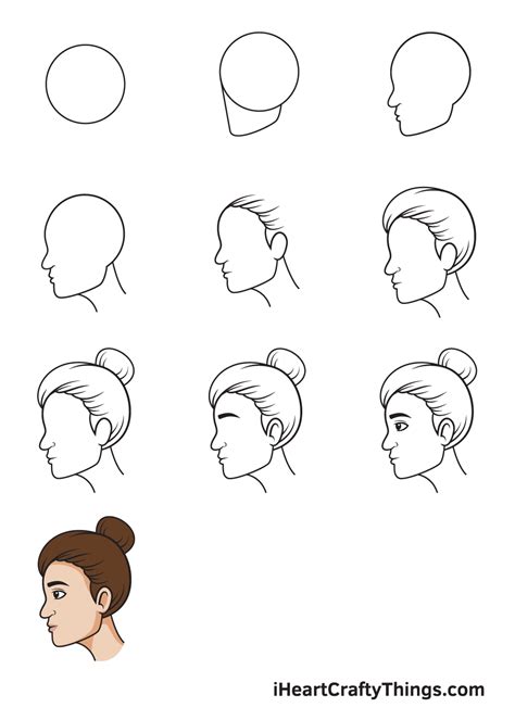 how to draw a face from the side step by step